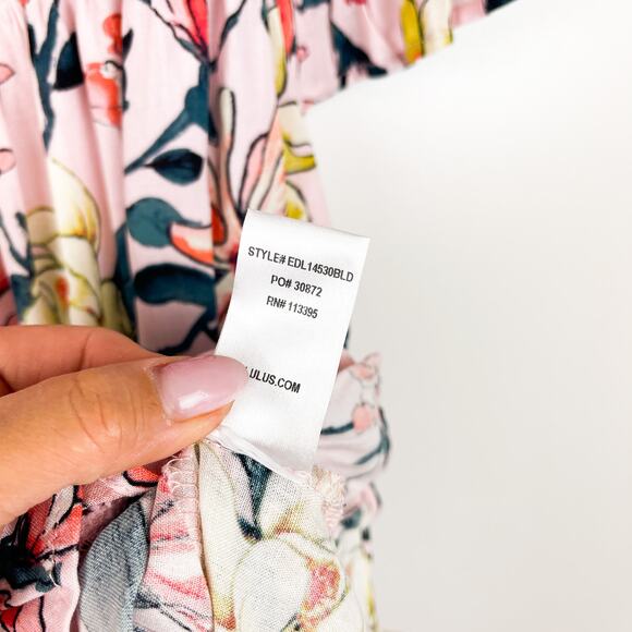 Lulus Size S Floral Off-Shoulder A-Line Dress Mini Pink - Picture 12 of 12